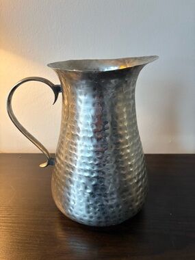 Hammered Metal Pitcher - Silver Tone